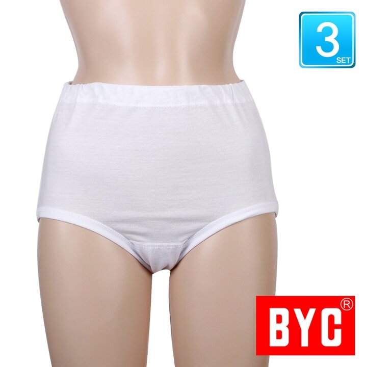 BYC 여자 순면 백색 맥시 삼각 팬티 3매 세트 BYT7530