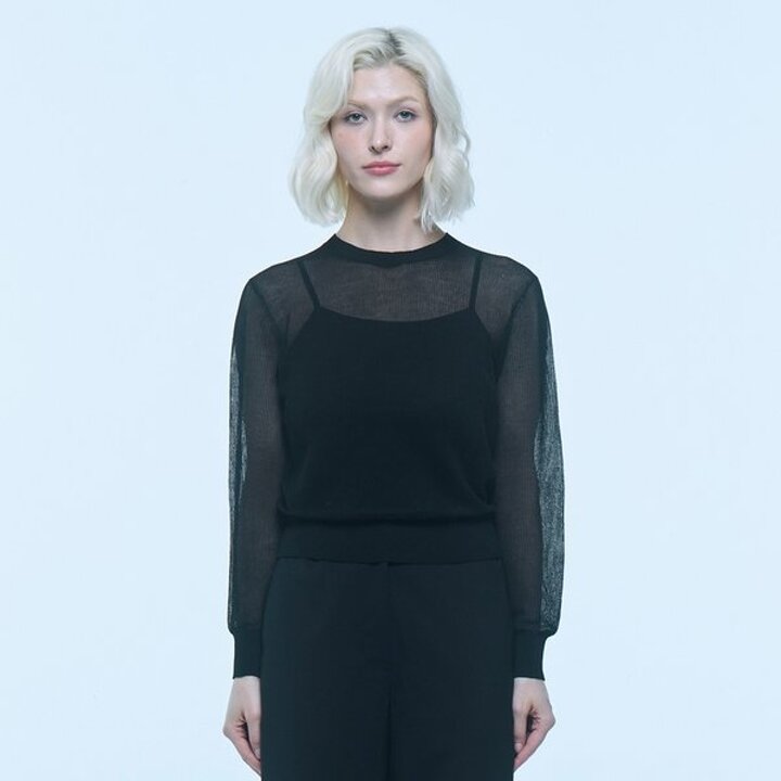 (신세계센텀점)롱슬리브 크루넥 풀오버 (UFKKCN214N-BLACK)