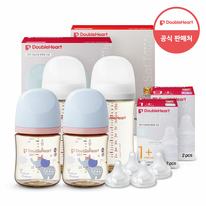 더블하트 모유실감 3세대 PPSU 젖병 디어프렌즈 트윈팩 160ml +트윈팩 240ml +3세대 젖꼭지(4입)