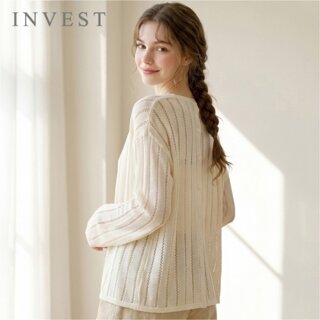 [인베스트] 백 버튼 스카시 롱 린넨 니트_IN6F1KT2731