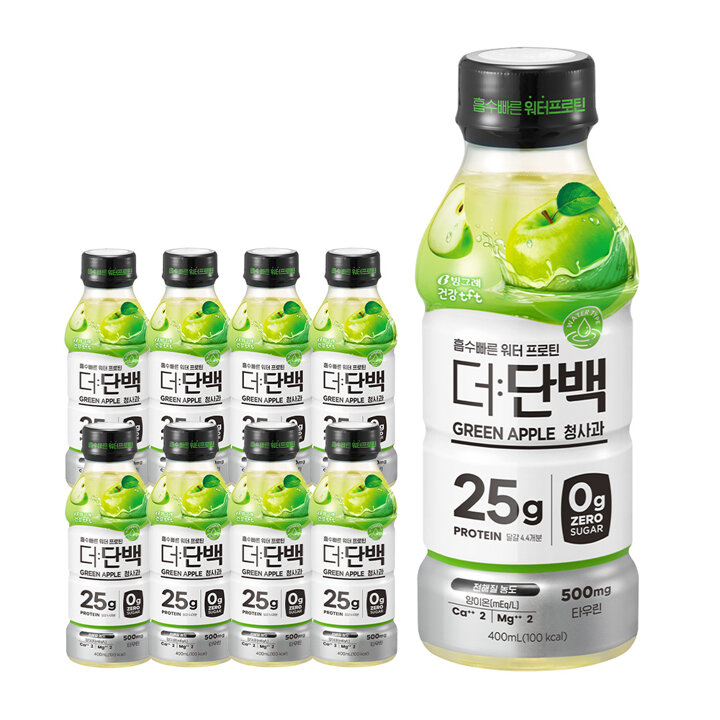 빙그레 더단백 워터프로틴 PET 청사과 400ml 8입
