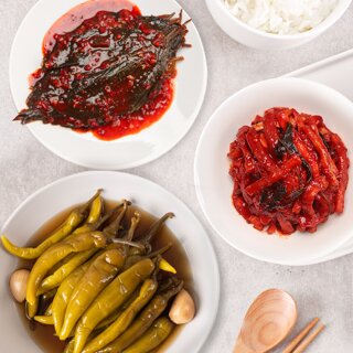 [마녀바스켓] 밥반찬 밥도둑 무말랭이1kg+깻잎무침1kg+간장고추1kg*