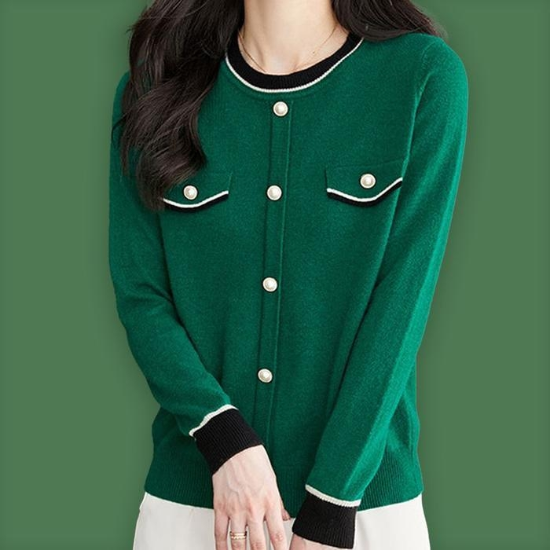 31565266-여자봄가데일리을진주장식라운드넥니트그린