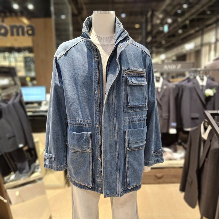 (신세계하남점)RENOMA 프리미엄 하이넥 오버핏 데님 쉘파카  RPEMBU10A
