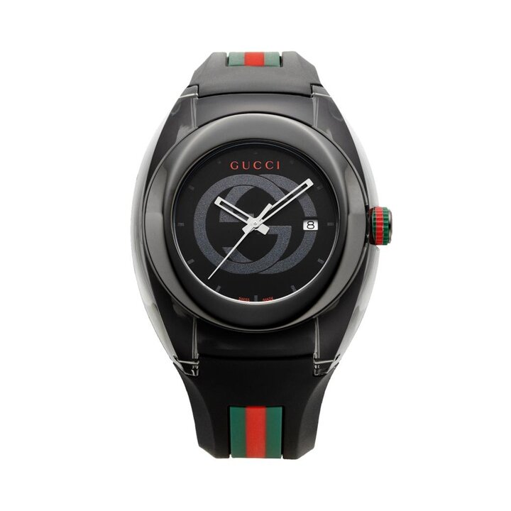 구찌 YA137107 SYNC 남성 러버 쿼츠 46mm