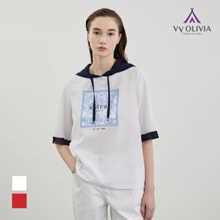 [비비올리비아] 매쉬후드 배색 티셔츠_VVCAS4M3471