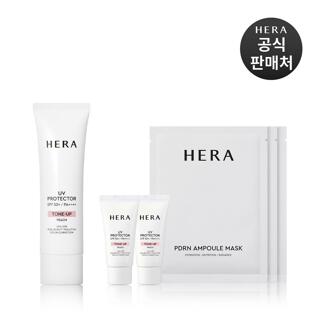 [내일도착]헤라 UV프로텍터 톤업 피치 SPF50+PA4+ 50ml (15ml 2개+마스크3매)