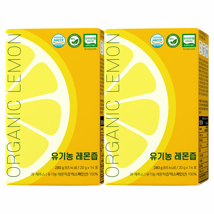 닥터루트 NFC착즙 100 유기농 레몬즙 20g x 14포 2박스 레몬수 스틱