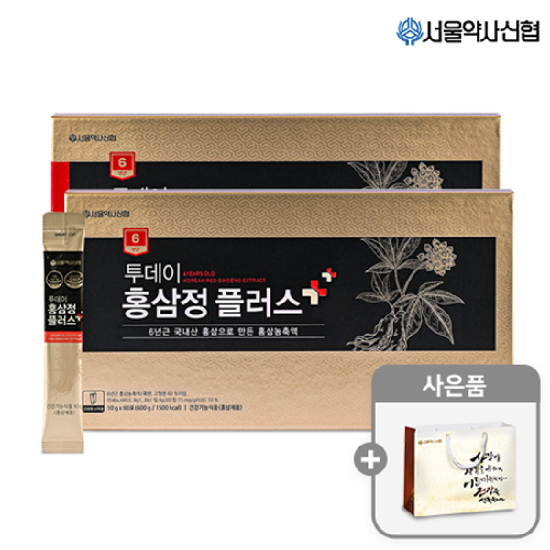 6년근 투데이 홍삼정 플러스 스틱 60포 2세트(쇼핑백포함)