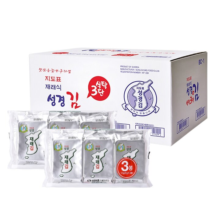 [성경김본사] 재래 식탁김 4g 3봉 x 24개 ( 총72봉)
