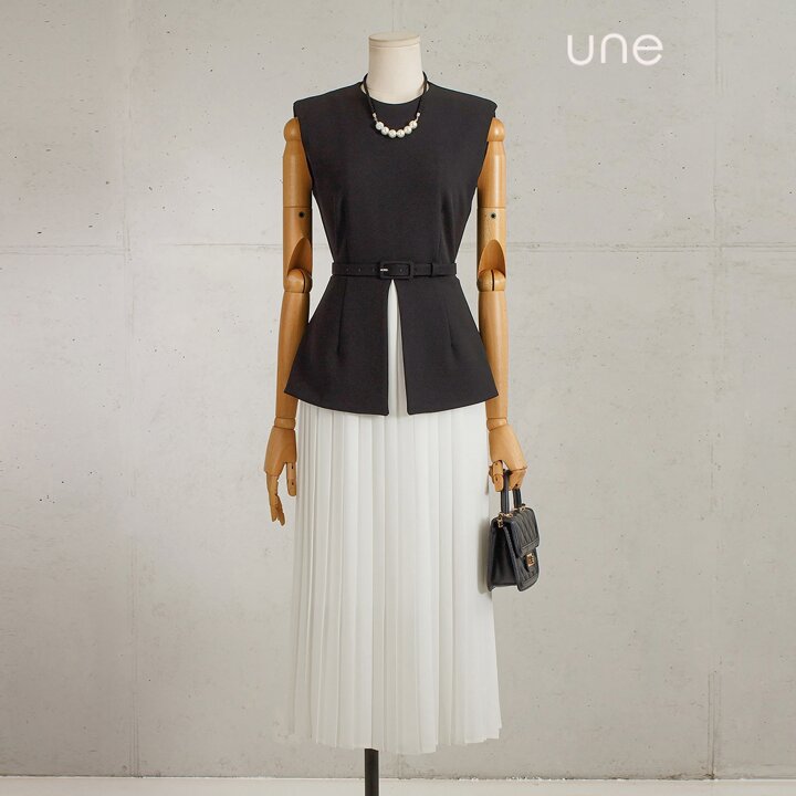 윈(une) [벨트SET]투피스스타일 셀럽원피스
