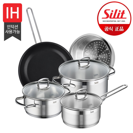 주)선우실업(0000006851) [실리트]롬바르디아 냄비,후라이팬  5종 세트(16편수+16L+20H+FP24+찜기)