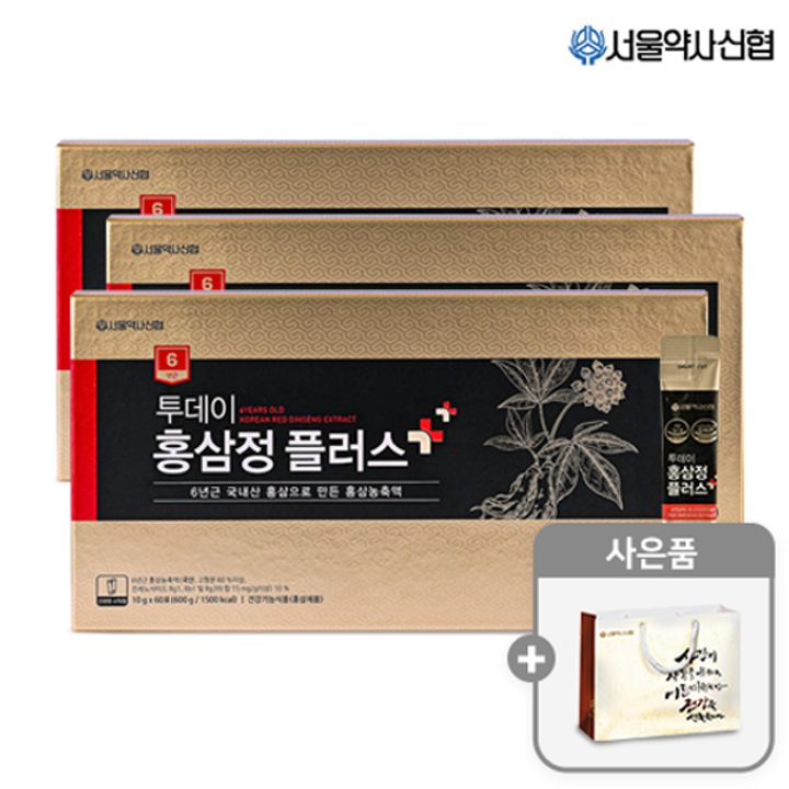 6년근 투데이 홍삼정 플러스 스틱 60포 3세트(쇼핑백포함)