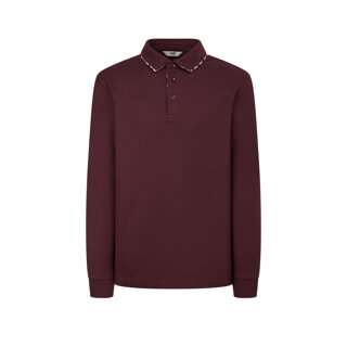 닥스 골프 남성 버건디 체크배색 카라 긴팔폴로티셔츠 (WGTS5D751D3)