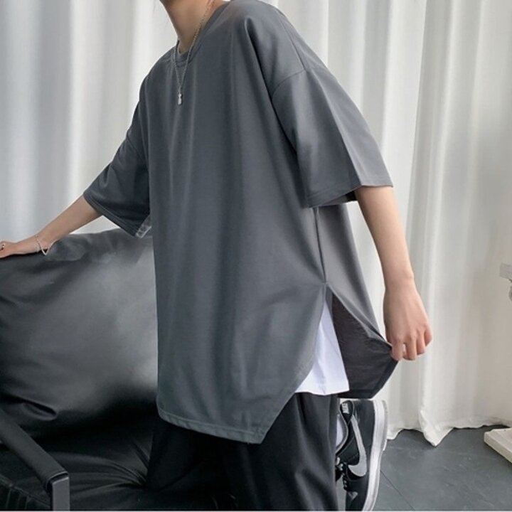 남성 시티보이룩 3컬러 라운드 무지 오버핏반팔티20429396667501