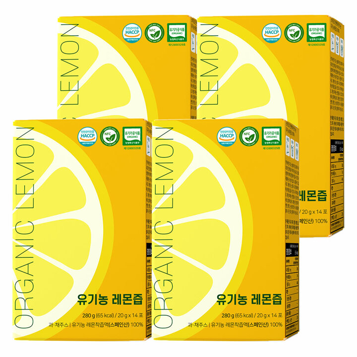 닥터루트 NFC착즙 100 유기농 레몬즙 20g x 14포 4박스 레몬수 스틱