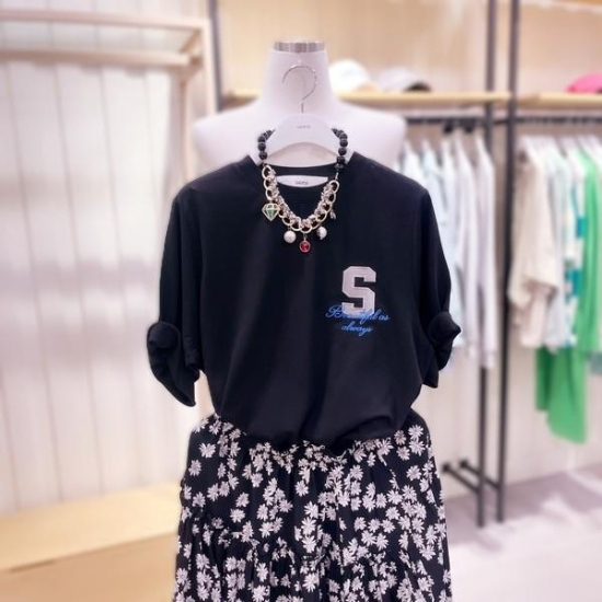 시에로 SL8TSF451 S 자수 포인트 반팔 티셔츠