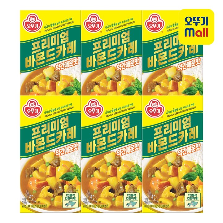 [오뚜기] 프리미엄 바몬드카레 고형 약간매운맛 200g 6개