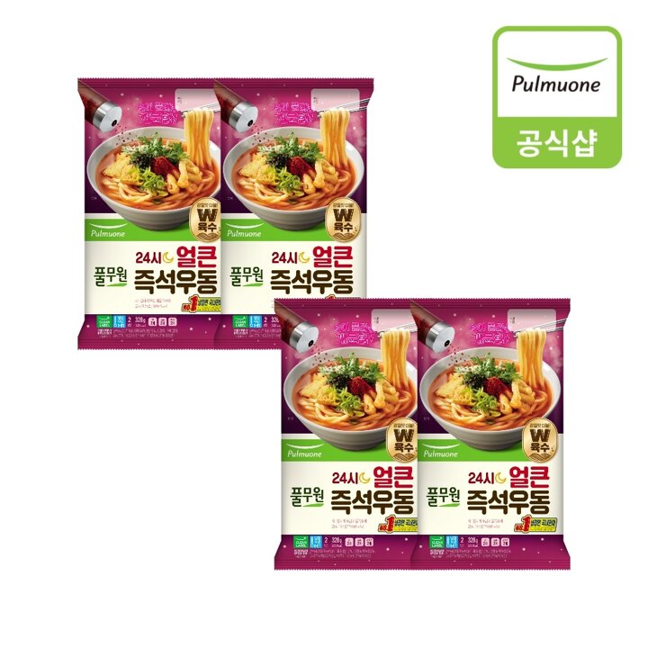 [풀무원] 24시 얼큰 즉석 우동 2인 (328g)X4개