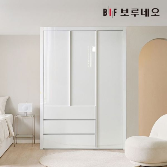 190cm 샤인3단서랍 여닫이 작은방 붙박이장[33784934]