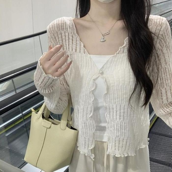 31561349-펀칭얇은가디엣지건여름브이넥시스루루즈핏봄가디건