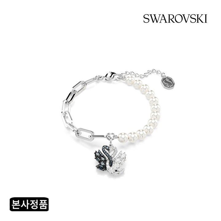 (신세계강남점)[성한빈 착용][본사정품/쇼핑백증정] Swan 크리스털 펄 블랙 로듐 팔찌M 5705720