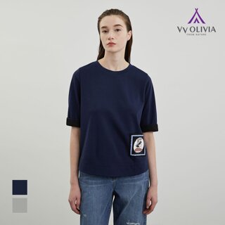 [비비올리비아] 우븐프린트패치티셔츠_VVCAS4M4291