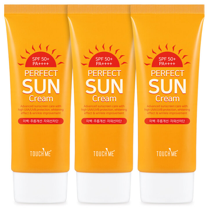 터치미 퍼펙트 대용량 썬크림 60ml 3개 (SPF50+PA+++) / 3중기능성 자외선차단 선크림