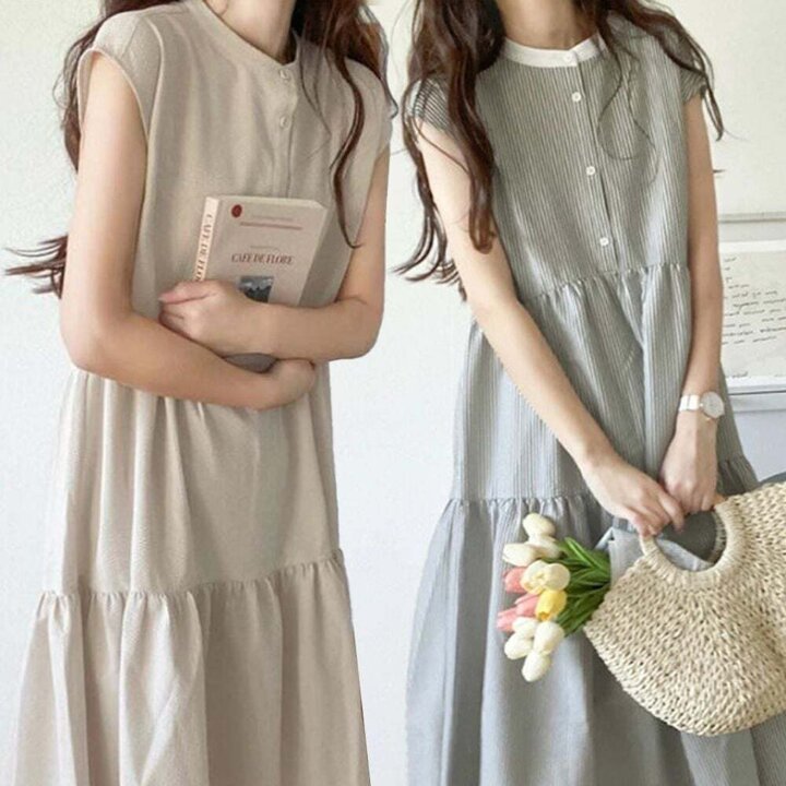 모노무드 여성 여름 민소매 반팔 롱 바캉스 원피스
