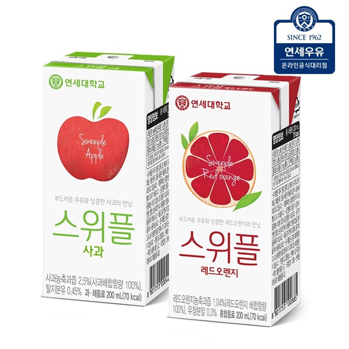 연세우유 스위플 주스 사과/레드오렌지 48팩