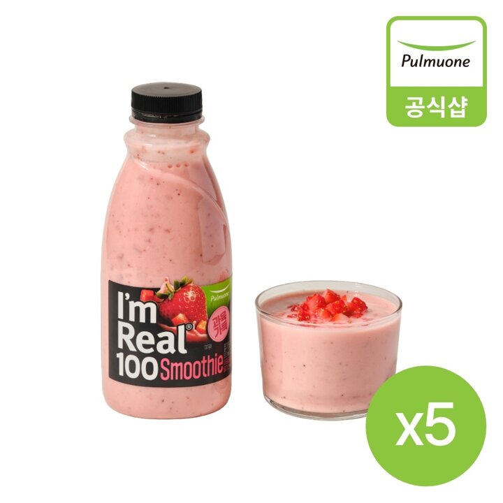 풀무원 아임리얼100 딸기 스무디(500ml)X5병