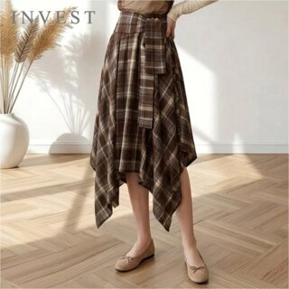 [인베스트] 언발란스 체크 밴딩 스커트_IN6F1SK8201