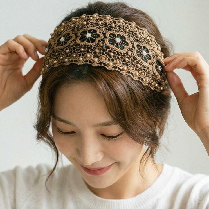 데이블링 비즈 헤어밴드 큐빅 비니 4종세트
