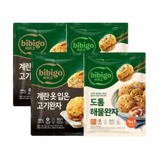 CJ제일제당 비비고 도톰해물완자 510g x2개+계란옷입은고기완자 480g x2개