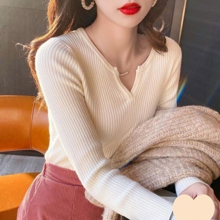 여성 기본스타일 패션 브이넥디자인 여리여리 타이트19600145667501