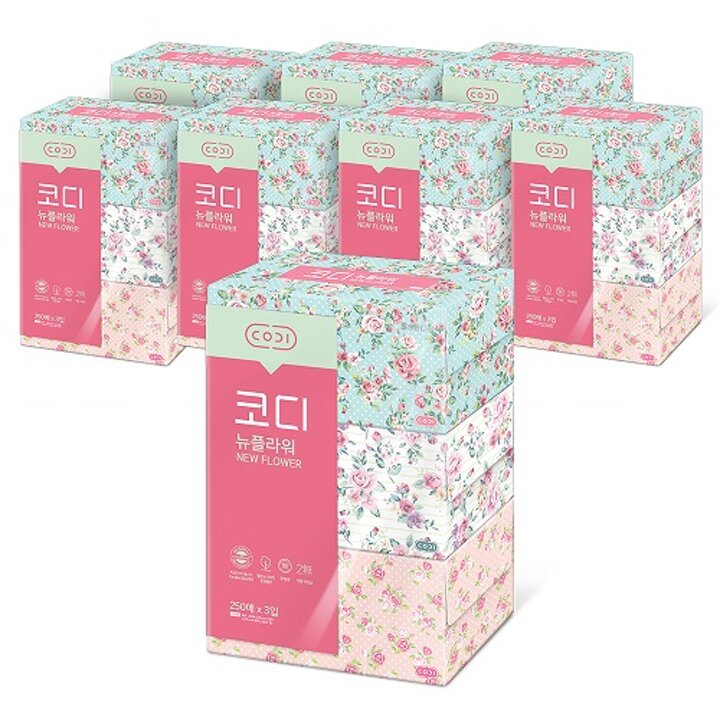 코디 뉴플라워 250매*3입 8팩
