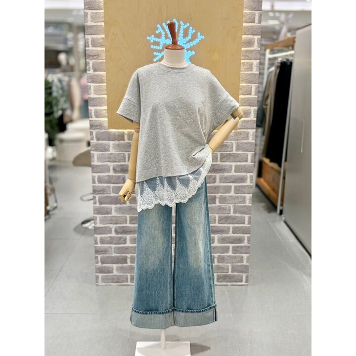 (신세계하남점)밑단 레이스 반팔티셔츠 (SB31F8ST523X)
