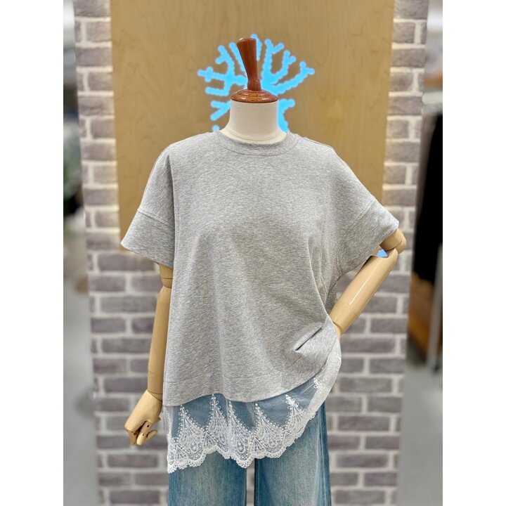 (신세계하남점)밑단 레이스 반팔티셔츠 (SB31F8ST523X)