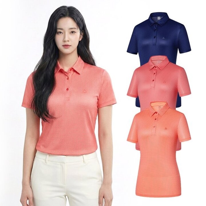 콜핑 여성 하이쿨 메쉬 프린트 등산 반팔 카라 티셔츠 KSC055ST6W