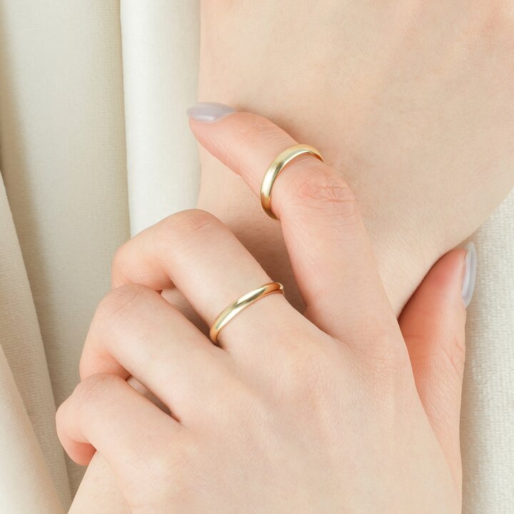 [모아르] 18K 반지 엥게이지 반엥게이지 옐로우골드 D타입