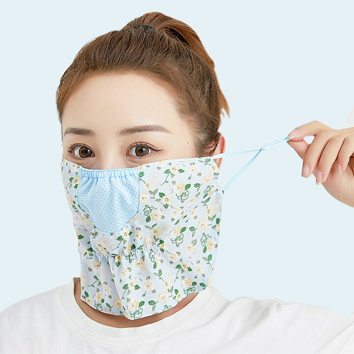 할인바이할인 [1+1] 숨쉬기 편한 햇빛차단 플라워 마스크 꽃무늬 패턴4종