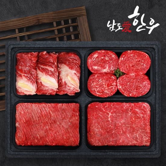(주)인정푸드테크 [남도애한우] 한우 1등급 알찬 구이혼합세트 4호 (등심+불고기+국거리+산적)/팩당400g