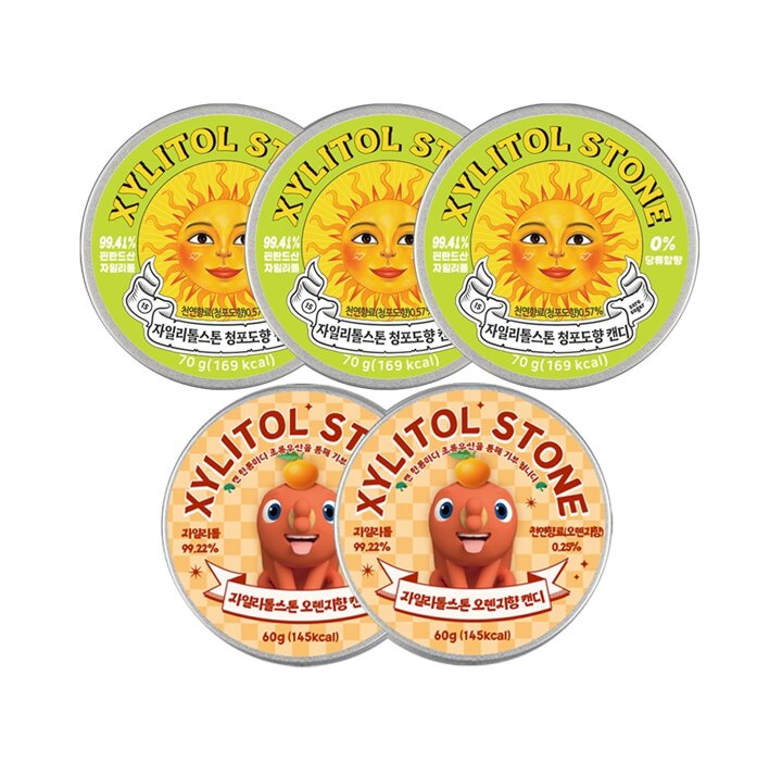 [자일리톨스톤] 자일리톨스톤 청포도 70g x 3개+브레드이발소 오렌지향 60g x 2개