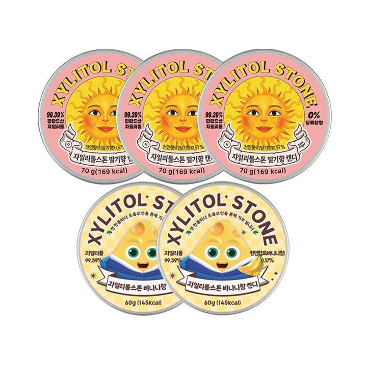 [자일리톨스톤] 자일리톨스톤 딸기 70g x 3개+브레드이발소 바나나향 60g x 2개