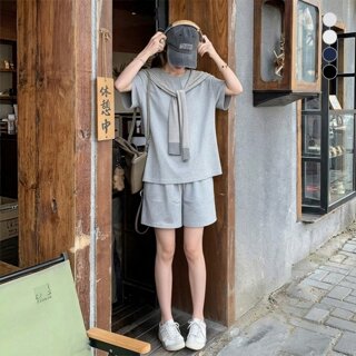 루시앙 반팔 반바지 트레이닝 셋업 4 Colors (스카프 증정)