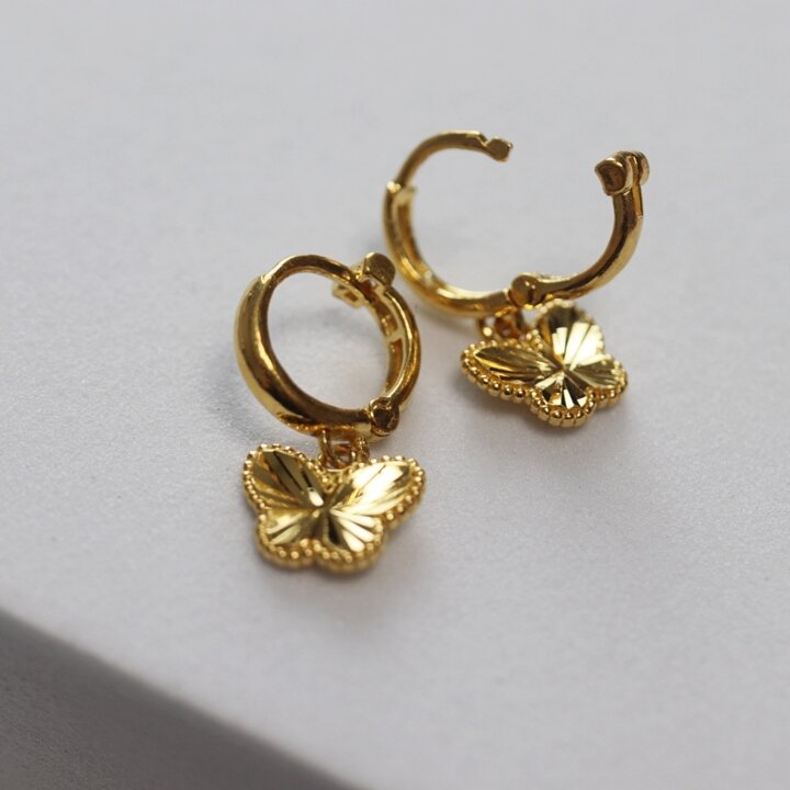[가앤] 24k순금 블링 나비 원터치 귀걸이 3.75g