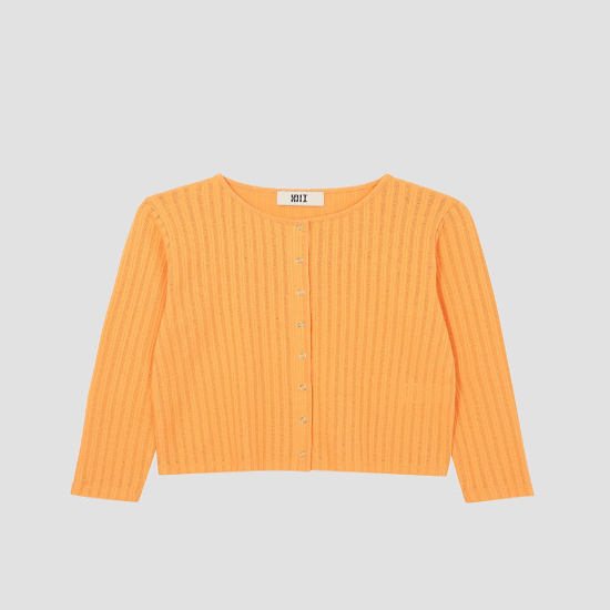 코튼 블렌드 크루넥 스냅 가디건 [UFJDCA25YN-ORANGE]