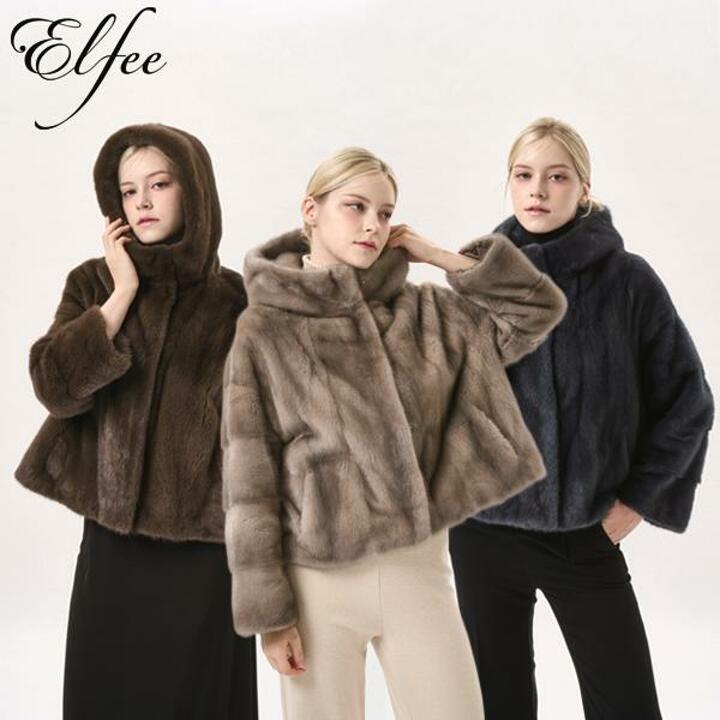 25FW  진도 엘페 휘메일 풀스킨 밍크 후드 재킷 - 실버블루,브라운,미스티블루 (EJ15)