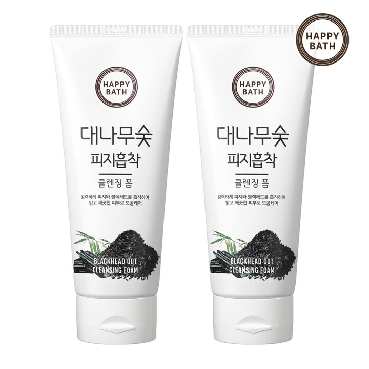 해피바스 대나무숯 피지흡착 클렌징폼 200G 2입