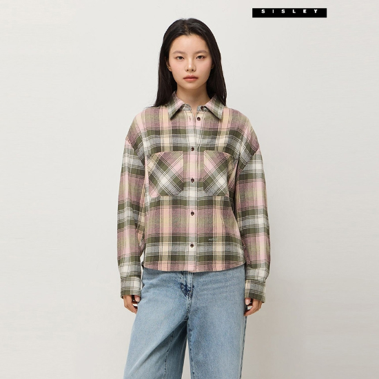 시슬리 오버핏 체크 셔츠 SAWS80561